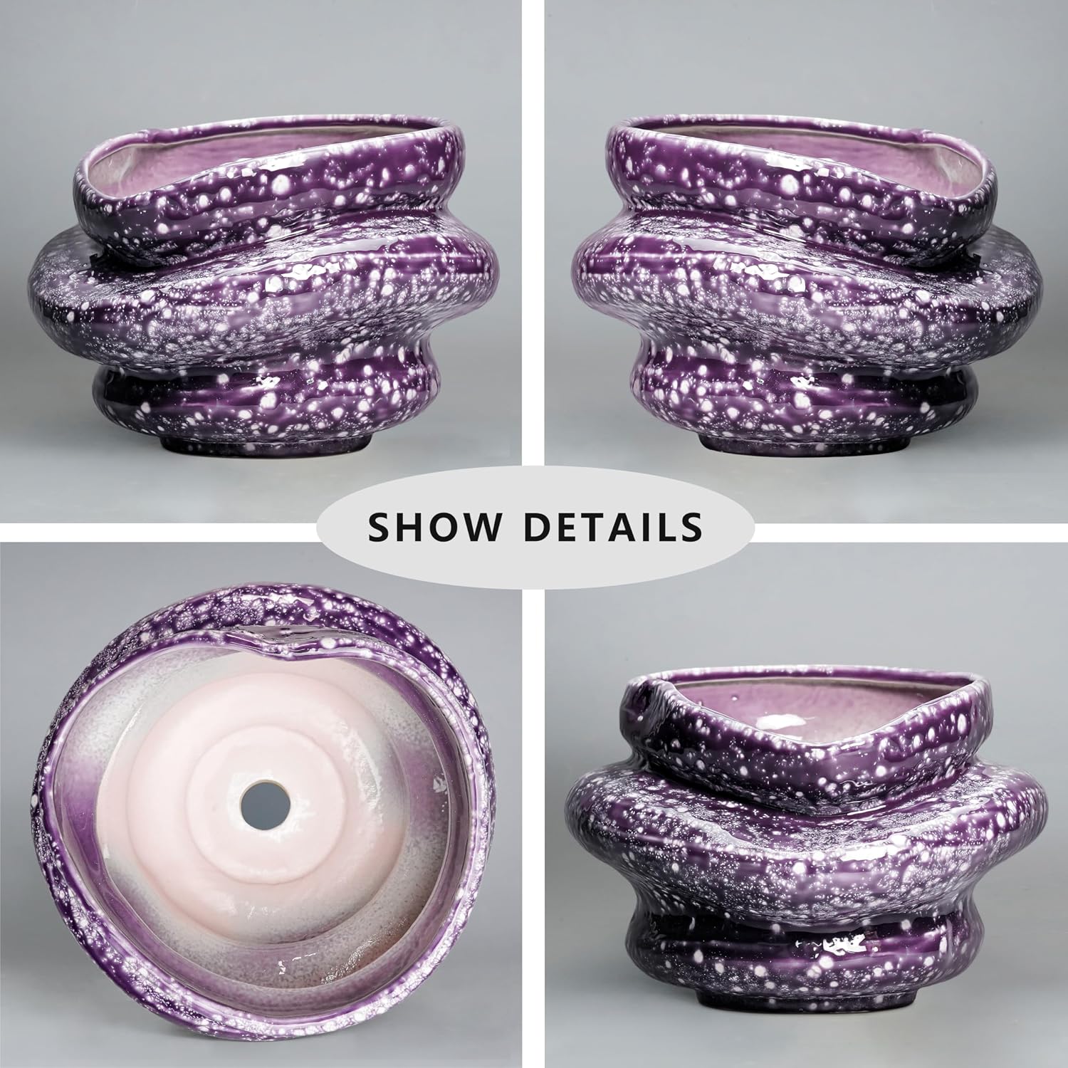Ceramic Pots for Plants - 10.6 Inch Ceramic Plant Pots Indoor with Drainage Hole, Unique Planters for Indoor Outdoor