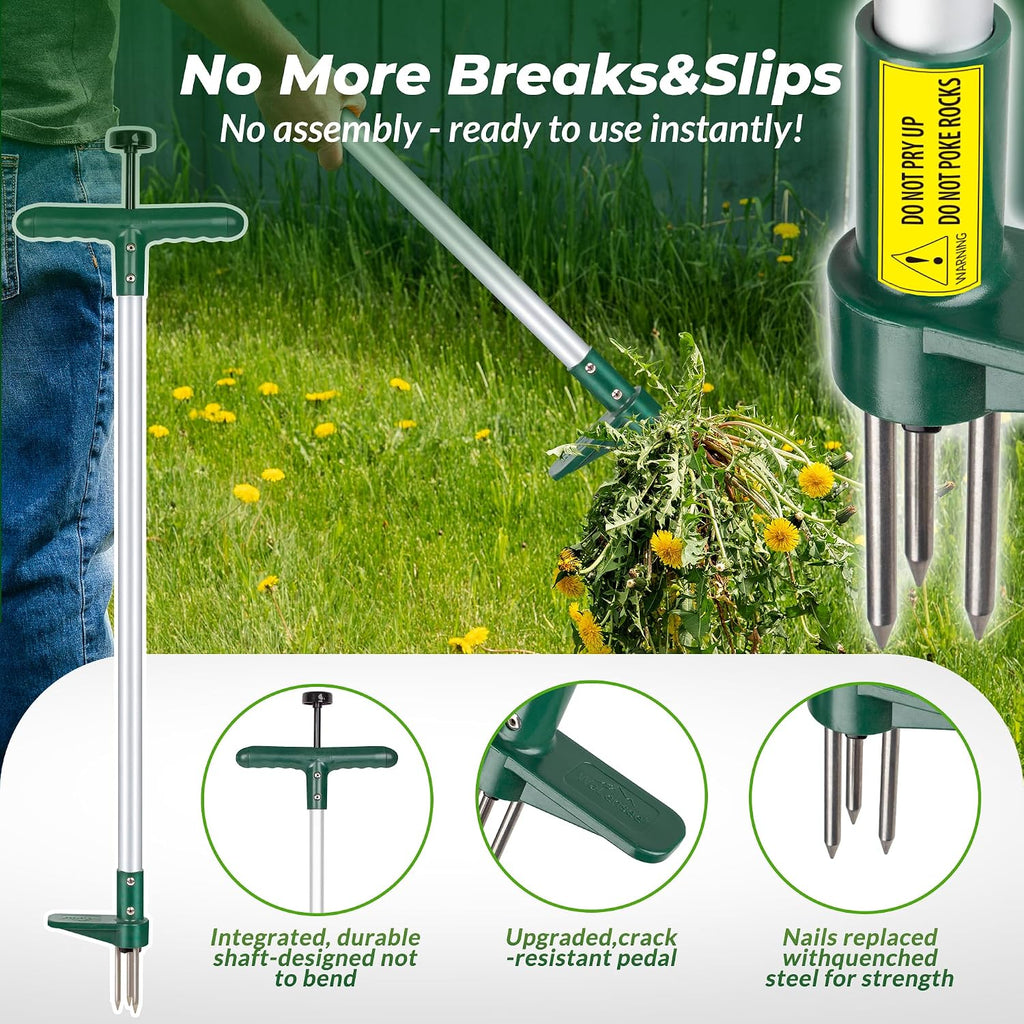 Walensee Weed Puller, Stand Up Weeder Hand Tool, Long Handle Garden Weeding Tool with 3 Claws, Hand Weed Hound Weed