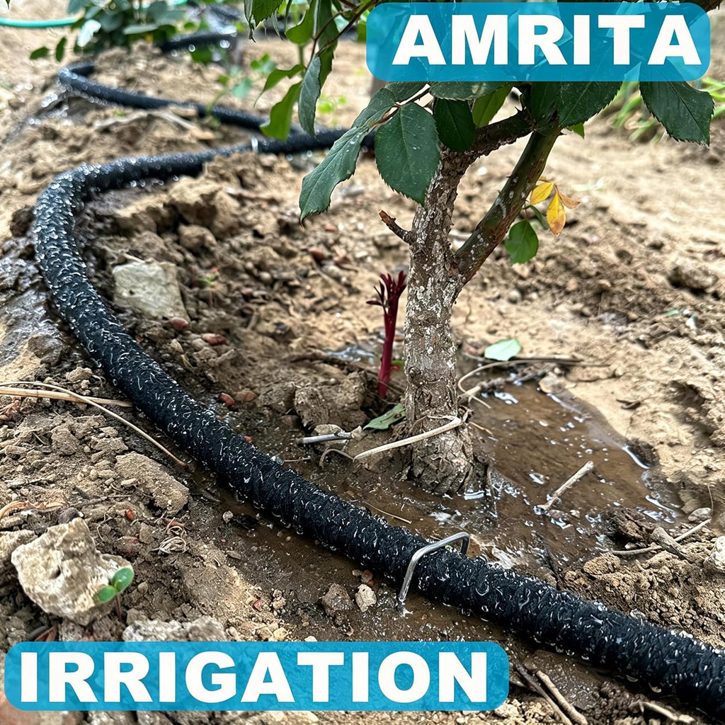 AMRITA Soaker Hose 5/8" 75FT 1 Pack Garden Drip Hoses Aluminum Couplings | Soaker Hose for Foundation Watering,Garden