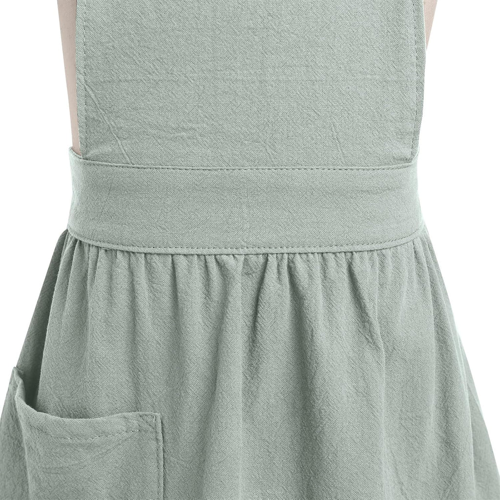 ODIZLI Frill Apron for Women Cotton Cross Back Vintage Ruffle Apron for Garden Cooking Aprons