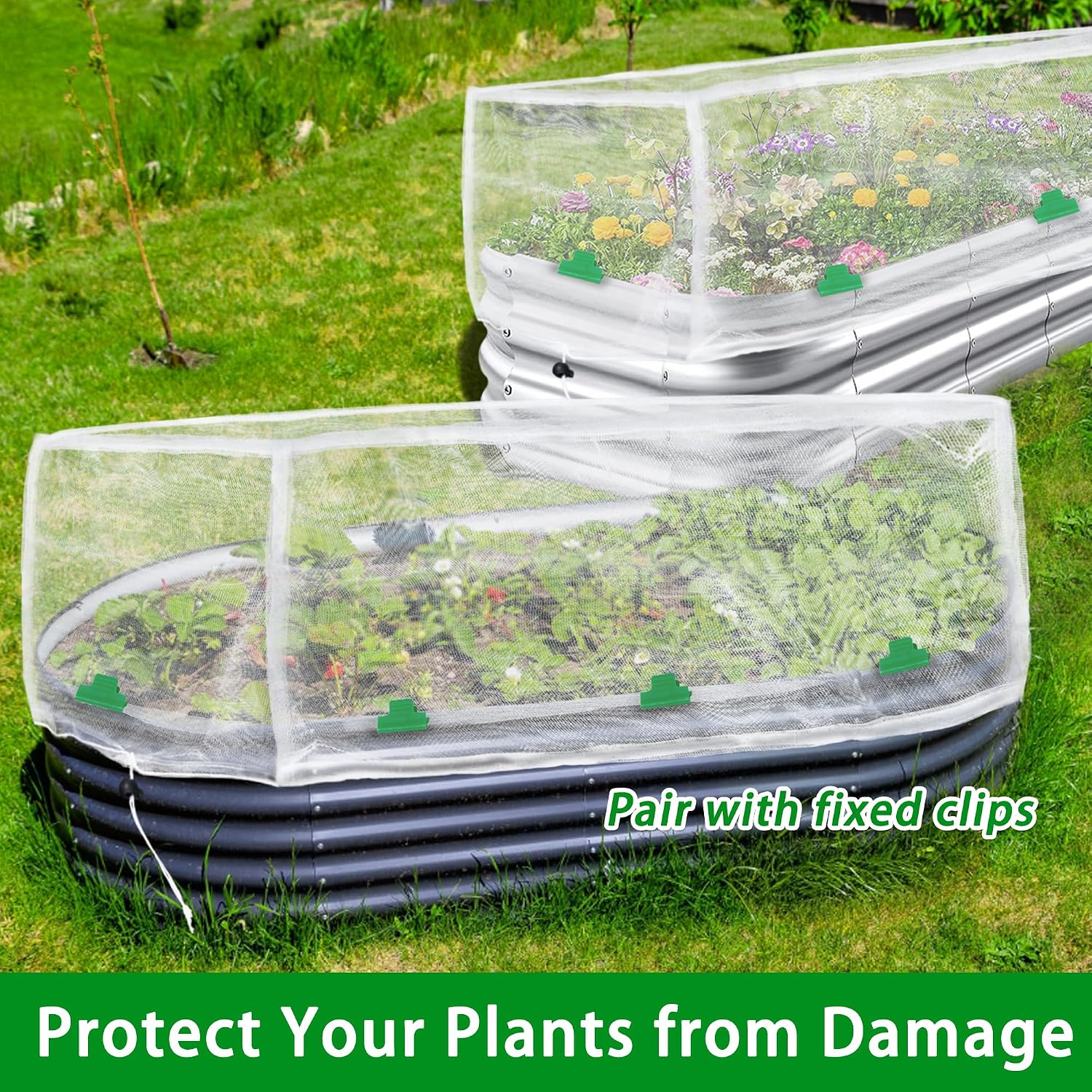 Garden Netting for Raised Beds, Plant Covers Garden Protection Bird Netting | 8x4FT Raised Garden Bed Cover, Ultra Fine