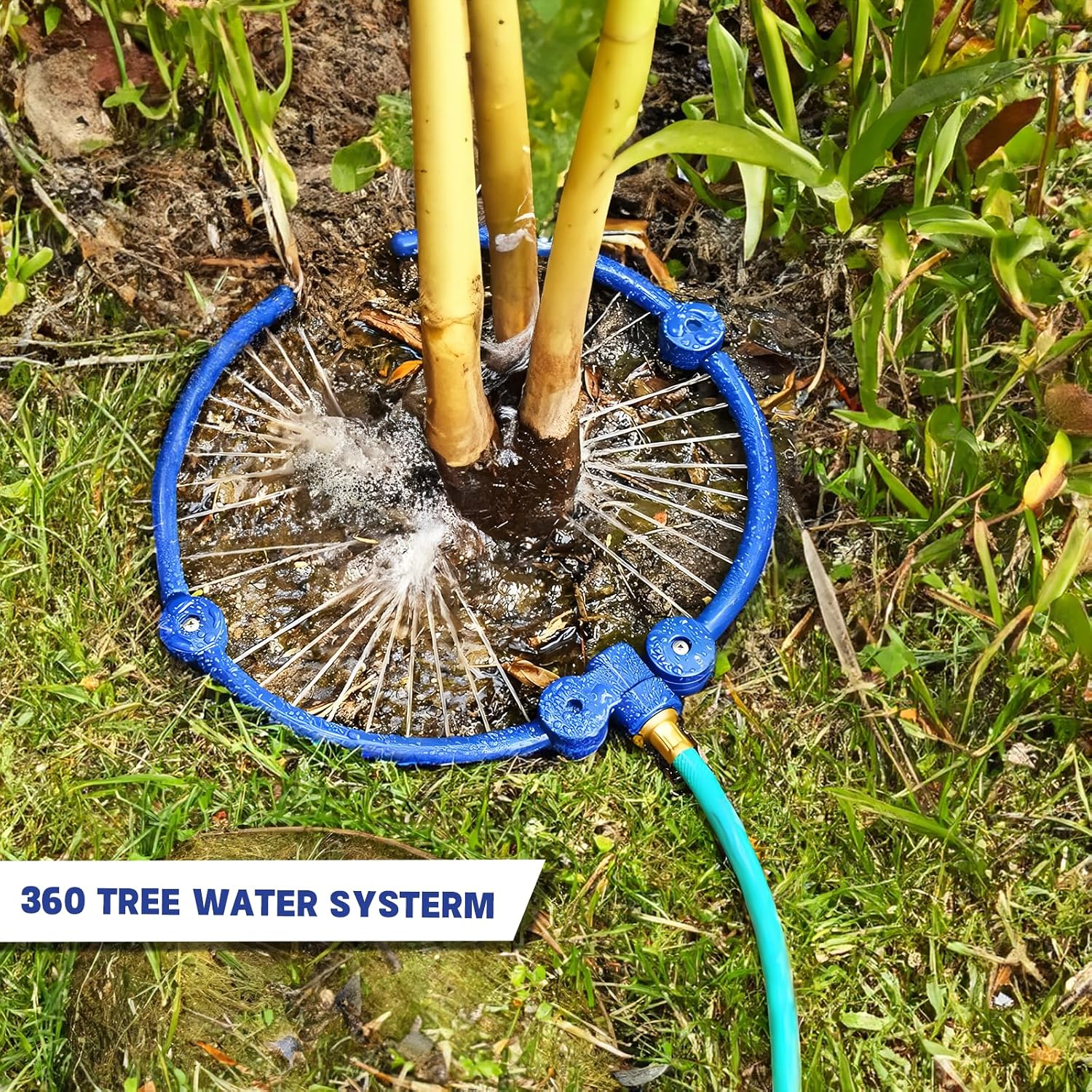 4 Pcs 360° Tree Water System Tree Root Watering Ring 13 Inch Circle Sprinkler Irrigation Slow Release Targeted Water