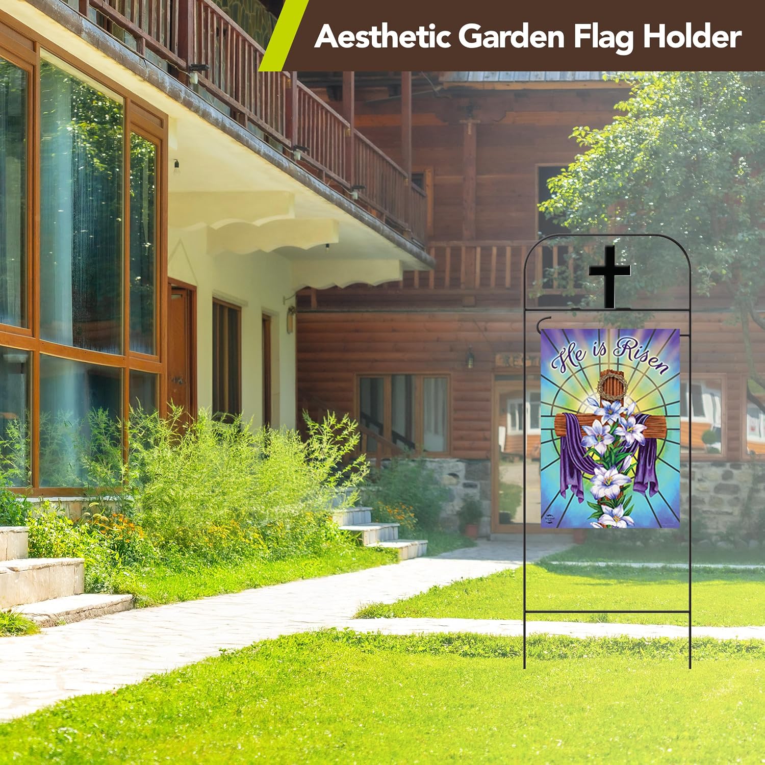 Briarwood Lane Everyday Wrought Iron Cross Garden Flag Arbor 41x15 Garden Flag Decorative Arbor