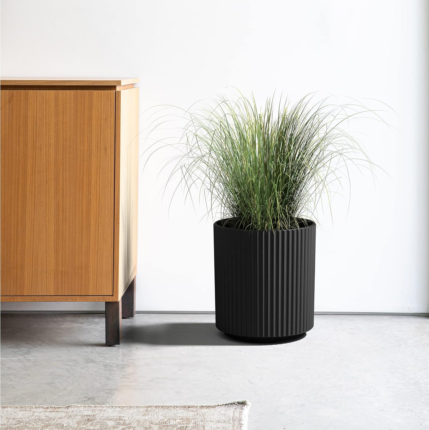 Veradek Demi Series Planter - Large Round Outdoor Planter | Made From a Durable Plastic-Stone Composite With
