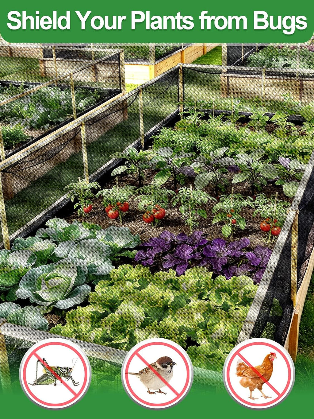 10x50ft PP Nanocomposite Garden Netting - Keep Bugs Out, Mosquito Net for Patio, Bird Barrier Mesh Screen for Balconies