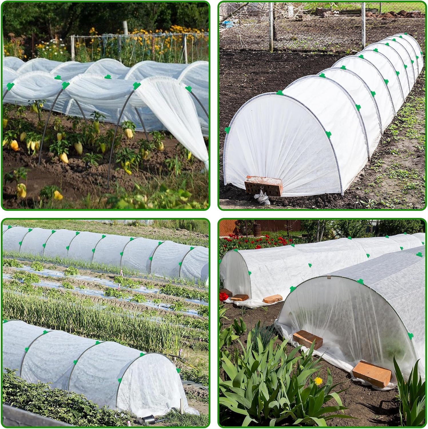 Plant Covers Freeze Protection Kit, 10 x 30 FT 1.23 Oz/yd² Frost Blanket Garden Hoops Kit for Winter, 36 Hoop, Reusable