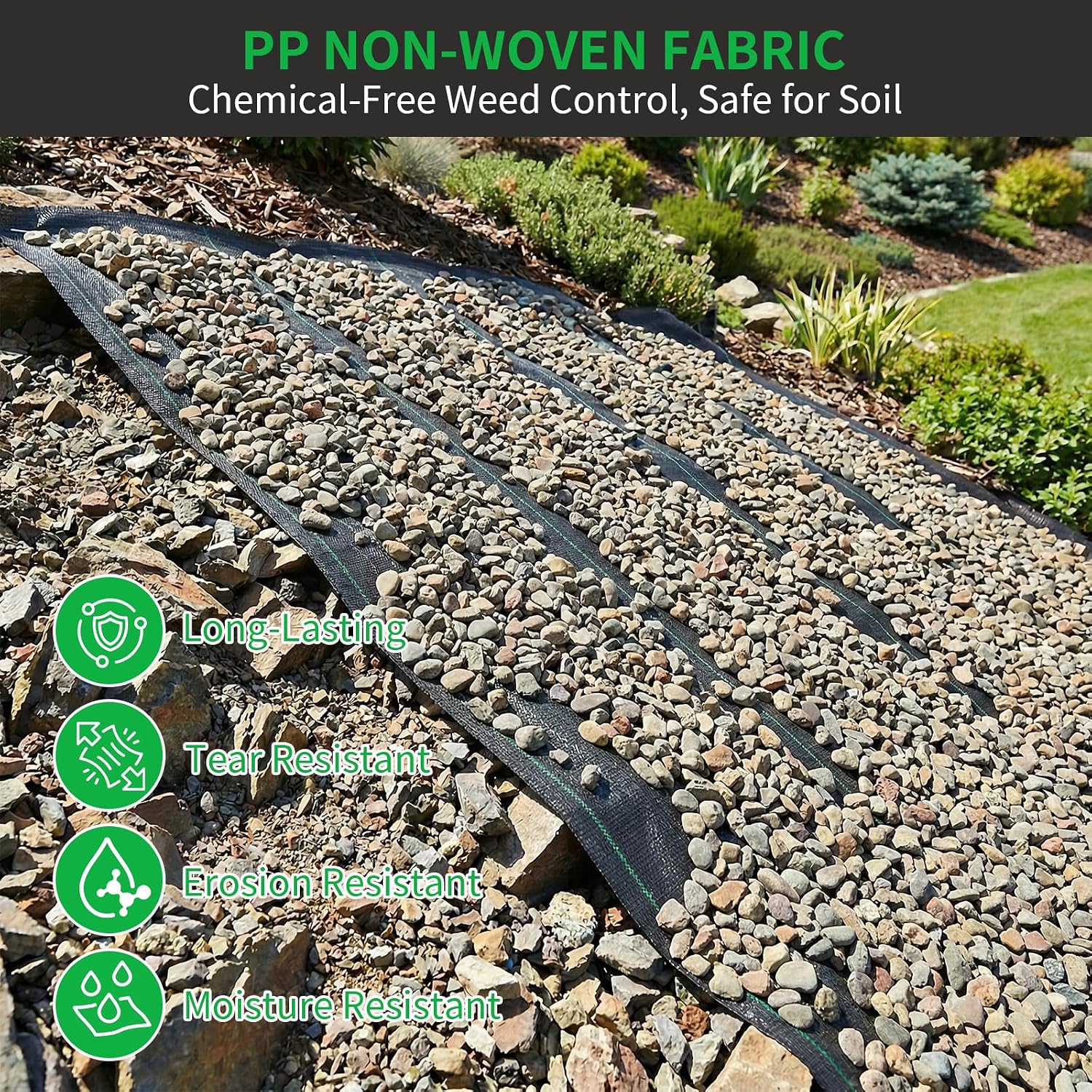 HOOPLE 4 ft x 100 ft Weed Barrier Landscape Fabric, 3.2 oz Heavy Duty Woven Geotextile Ground Cover, Water Permeable