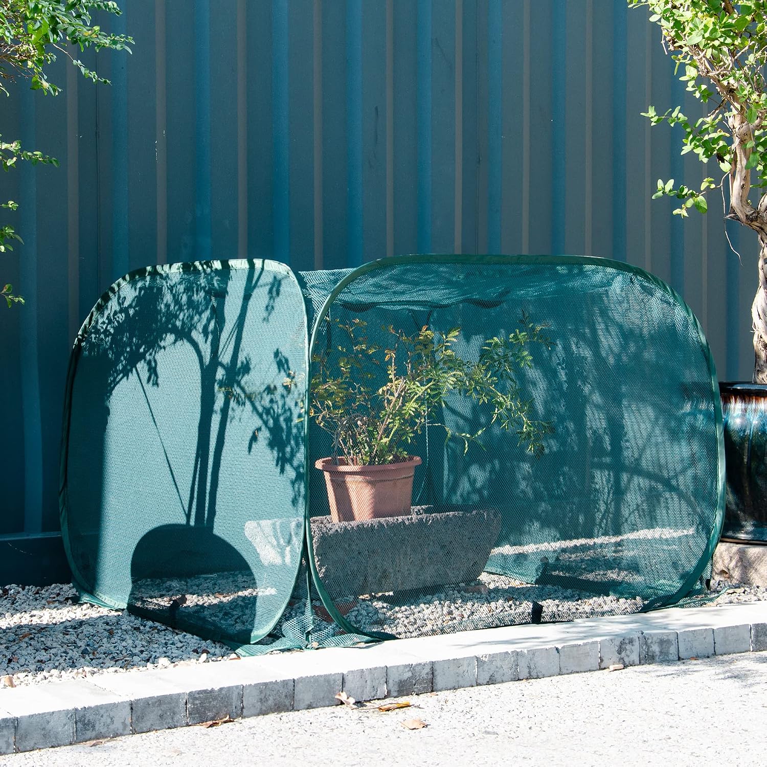 ANC POP Pop Up Mesh Plant Cover,40'' x 40'' x 30'' Plant Protector for Raised Garden & Flower Bed, Net Cage Plant Guard