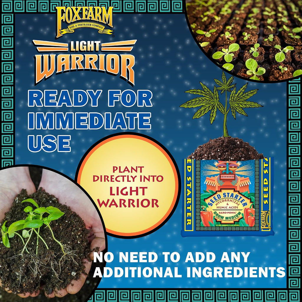 FoxFarm Light Warrior Seed Starter Growing Medium, 1cu ft - Beneficial for Seed Germination and Root Development
