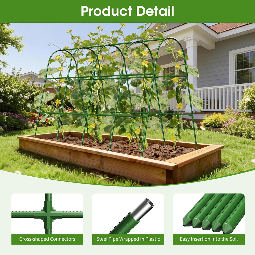 Cucumber Trellis for Raised Bed,U-Shape Garden Trellis for Climbing Plants Outdoor, Metal Arch Vegetables Trellis