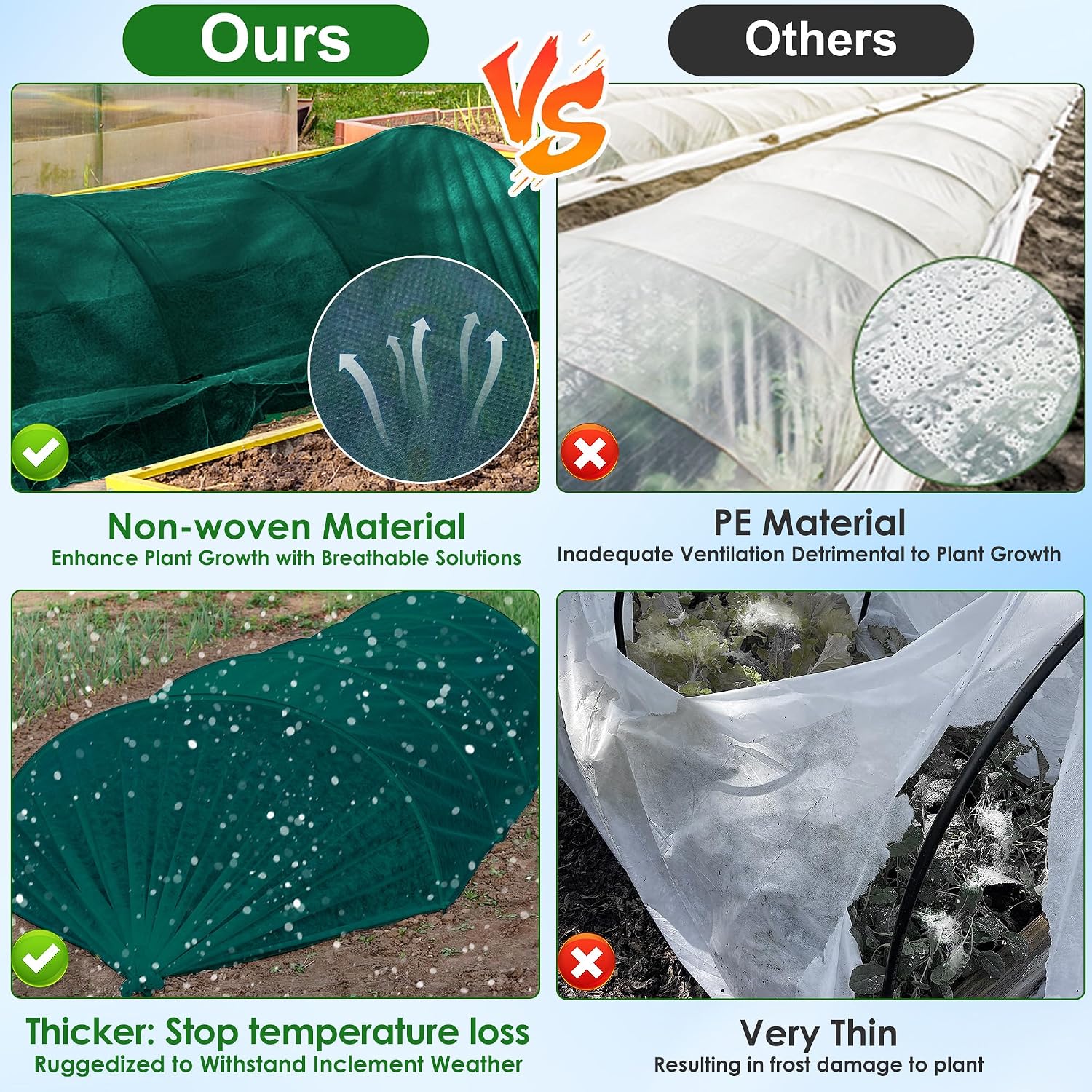 32.8 x 9.8 Ft Thicken Plant Covers Freeze Protection- Darkgreen Warm Winter Frost Cloth Blanket- Garden Fabric Plant