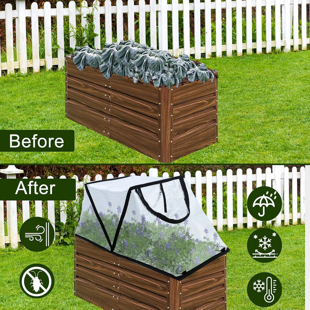 2Pack Garden Row Accelerator Plants Cover, Foldable Raised Garden Bed Cover with Zipper Door Waterproof Small