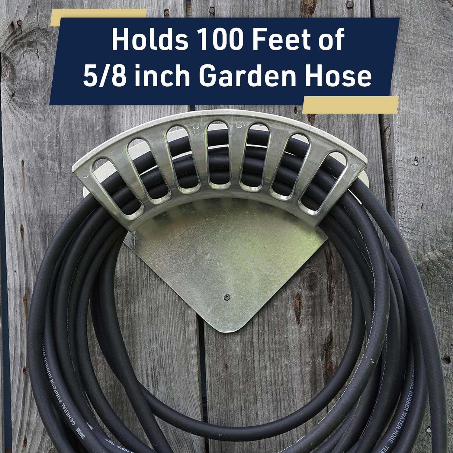 Kings County Tools Garden Water Hose Holder for 200ft 1/2" Hosing, Silver