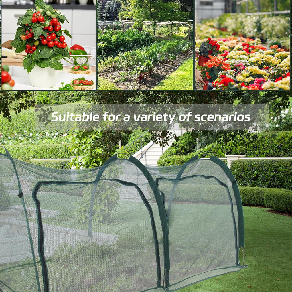 Flexible Net Grow Tunnel - Garden Greenhouse Mesh Covers Growhouse Cloche for Protecting Fruit Vegetables Plants