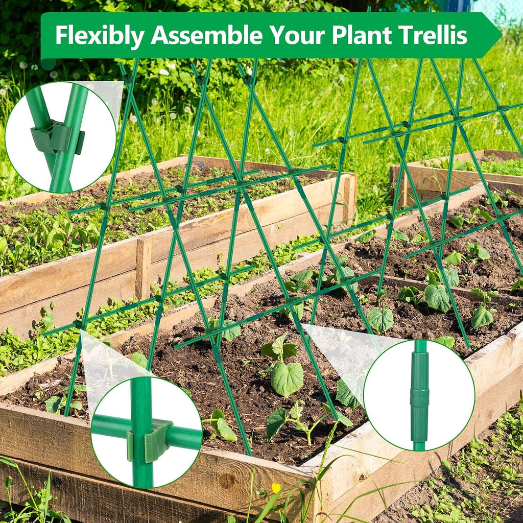 Lezmarket 80 Pack Garden Stakes(16" Each), Plant Support Stakes, DIY 4ft 5ft 6ft 7ft Sturdy Fiberglass Plant Sticks
