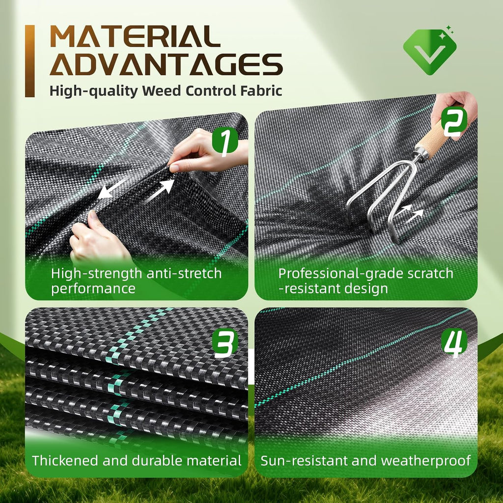 Land Guard 4ft x 300ft Weed Barrier Fabric Heavy Dusty, Ground Cover, Weed Mat, Woven Landscape Fabric for Garden, Lawn