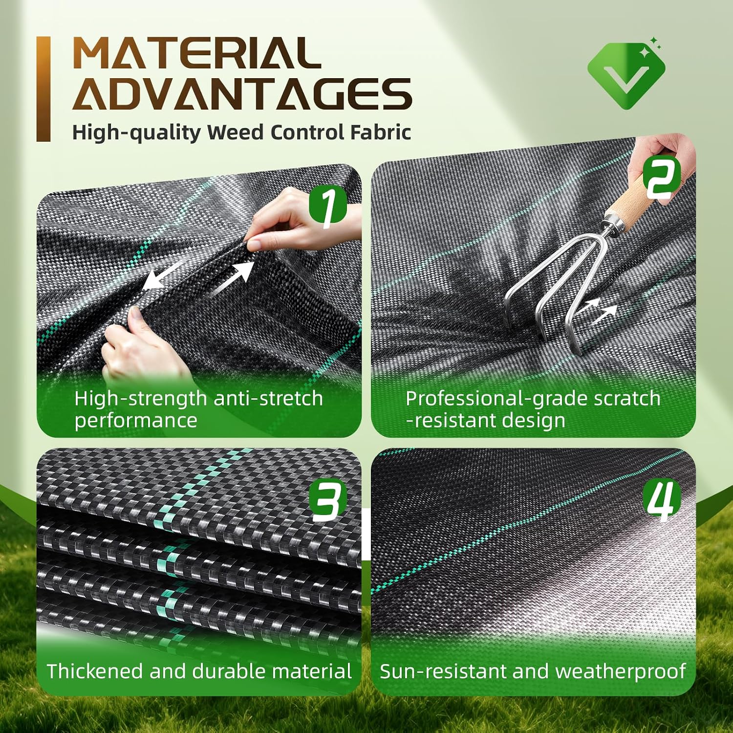 Land Guard 4ft x 300ft Weed Barrier Fabric Heavy Dusty, Ground Cover, Weed Mat, Woven Landscape Fabric for Garden, Lawn