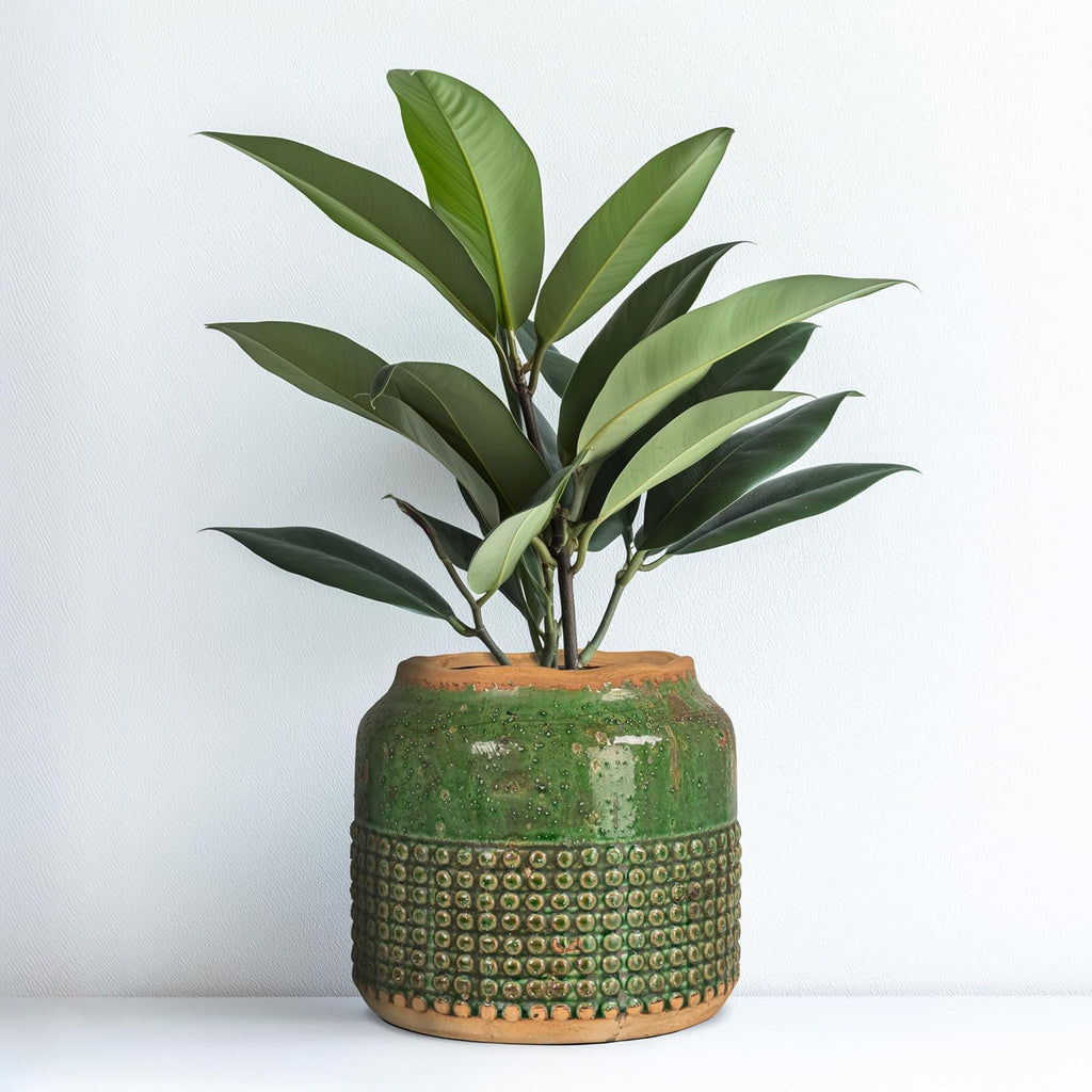 Creative Co-Op Round Terra-Cotta Hobnail Planter Vase with Heavily Distressed Finish, Green
