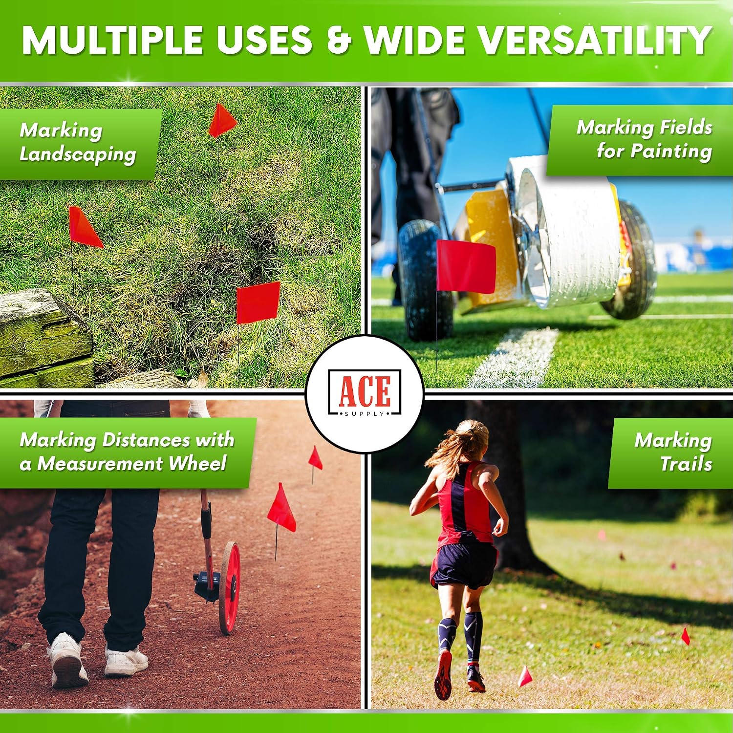 Red Marking Flags 1000 Pack - 4x5x30 Inch Red Flags for Yard - Markers For Lawn, Irrigation, Landscaping, Survey &