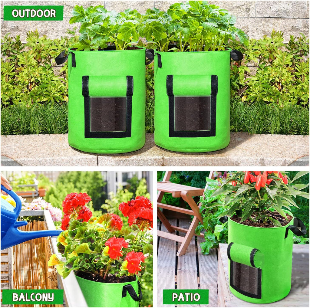 SCENGCLOS 10 Gallon Potato Grow Bags, 6 Pack, Two-Sided Transparent Flap, Breathable Non-Woven Fabric, Large Capacity