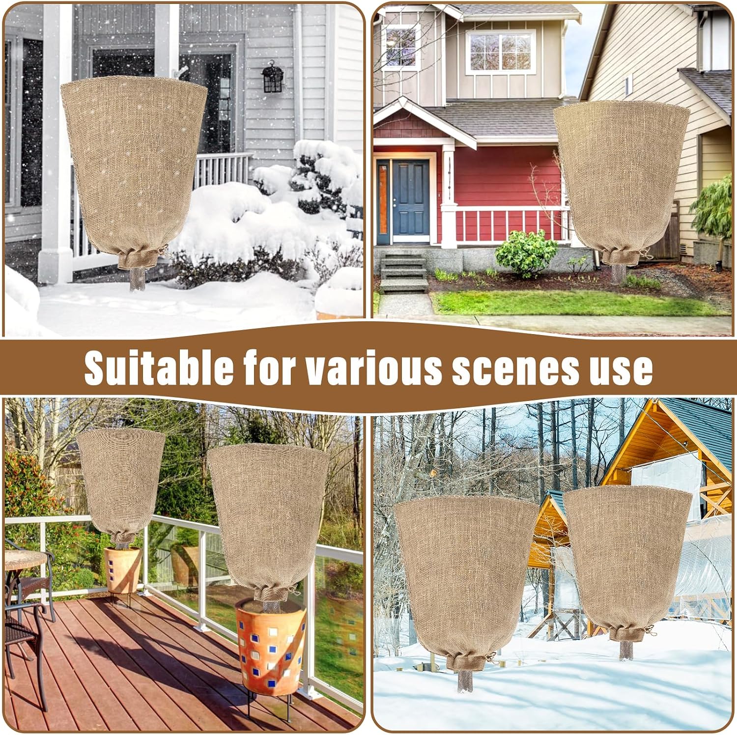 Riare 4 Packs 40 × 47 Inch Large Winter Plant Cover Bags with Drawstring
