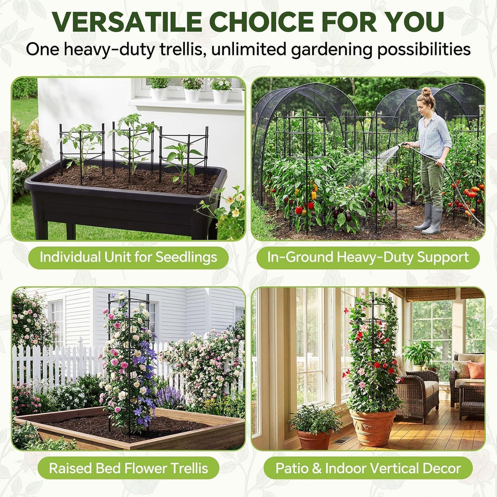 46 Inch Heavy Duty Metal Tomato Cage for Garden - 3 Pack Metal Steel Tomato Cages, Panel-Assembled Garden Trellis
