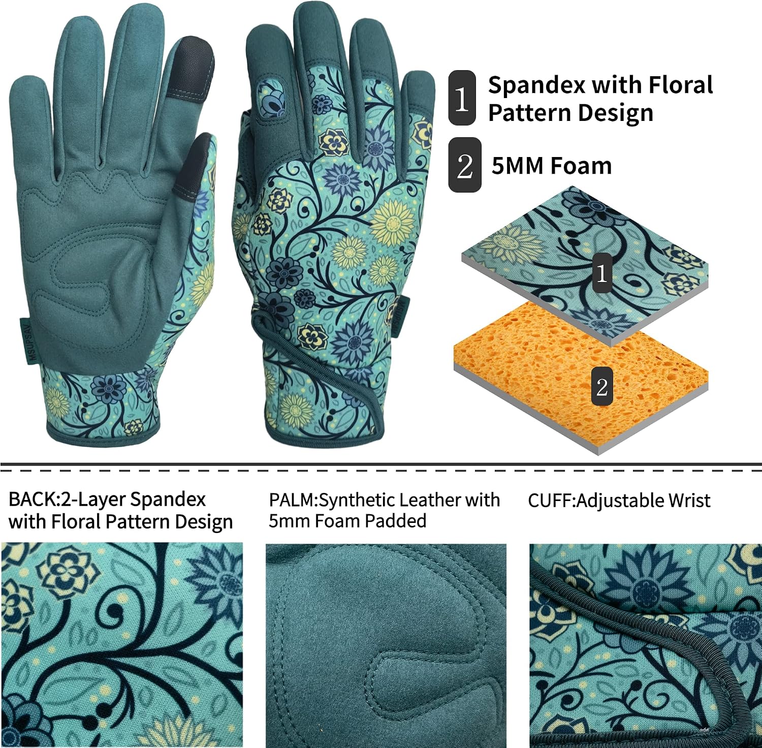 Cute Pattern Gardening Gloves,Thornproof Garden Glove,Gardener Gift | Gardening Gifts for Women,Touchscreen,Tender