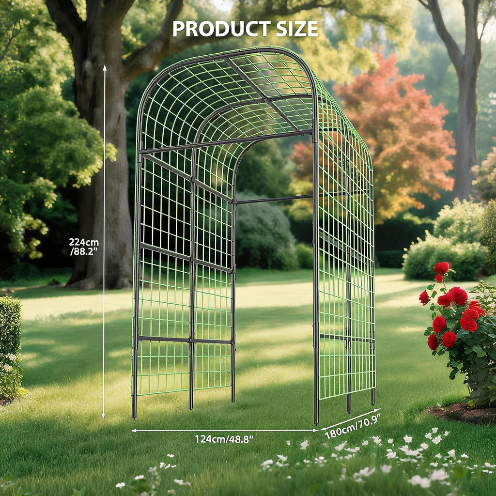 Garden Arch Trellis for Raised Beds, 7.3 FT Metal Cucumber Trellis with Plastic Connectors, u-Shape Plant Support for