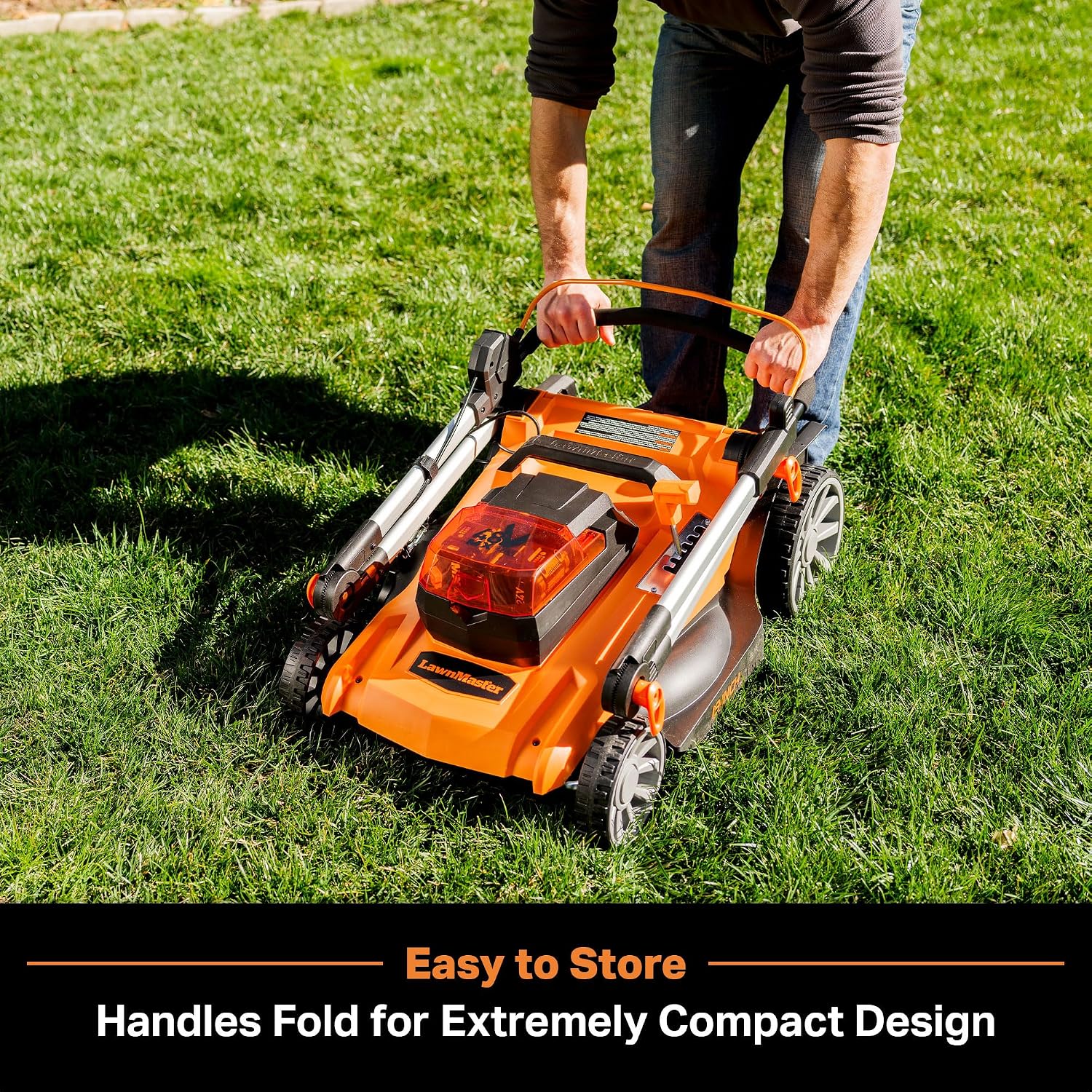 LawnMaster 48V MAX Electric Lawn Mower, 19-inch Brushless Cordless Lawn Mower with 2X24V MAX 4.0Ah Battery and a Dual