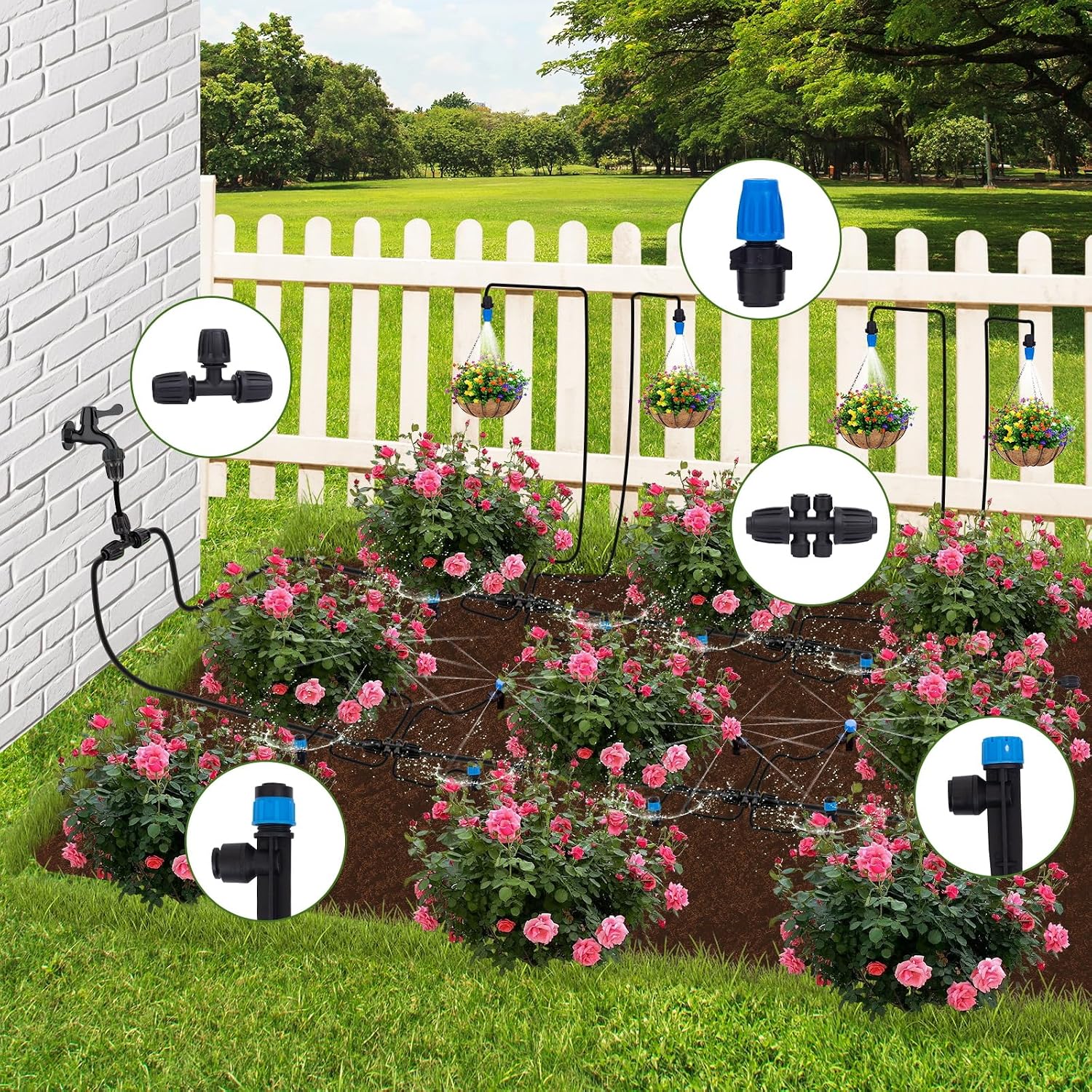 Inntop 240FT Drip Irrigation System Kits, Quick Connect Automatic Garden Watering System for Raised Bed, Potted Plants