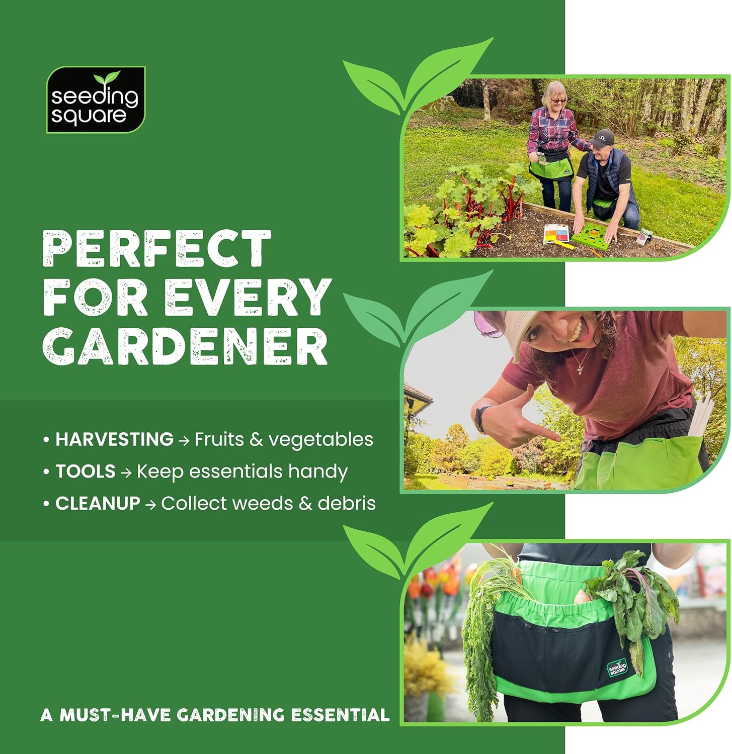 Harvest Apron Hands-Free Gardening Apron for Fruits, Vegetables, Tools – Adjustable, Durable, Washable