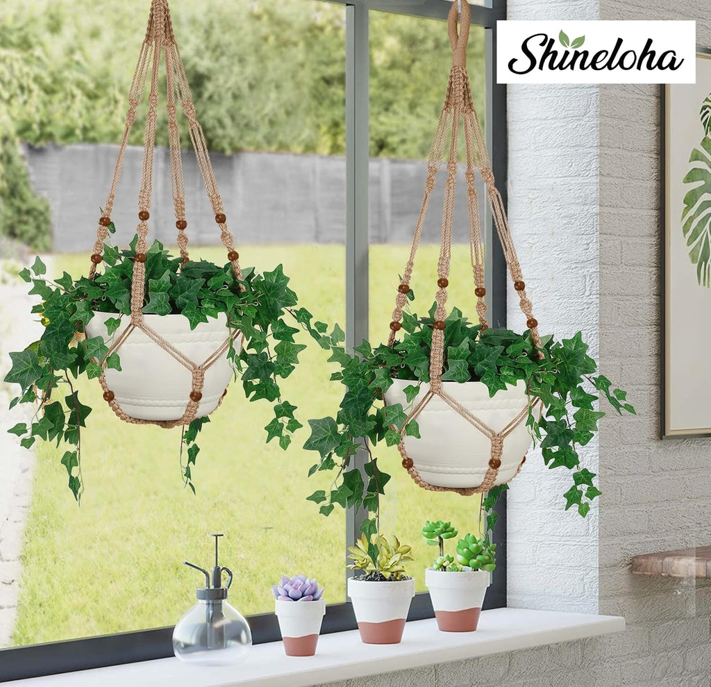 2 Pack Macrame Plant Hanger Large for 12 inch Pot, Large Plant Hanger | Large Macrame Plant Hanger, Long & Outdoor