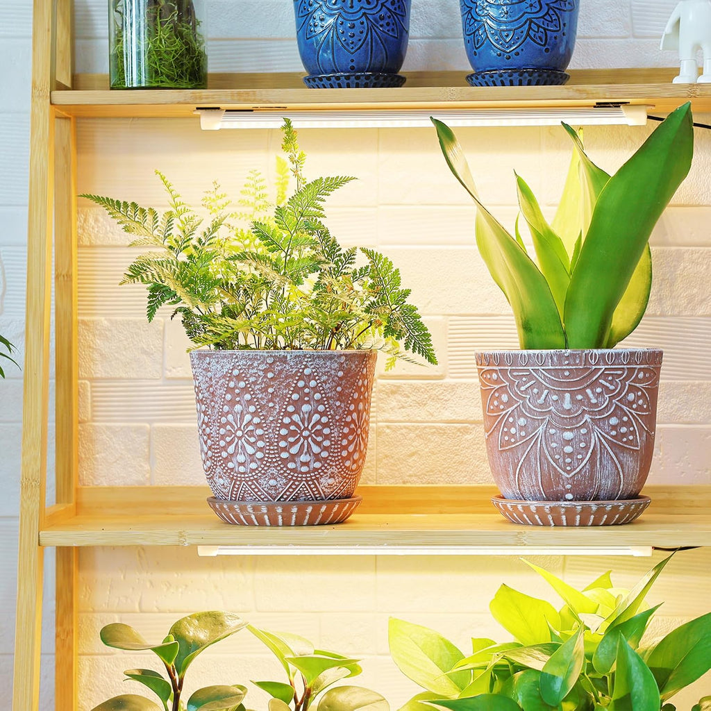 Gepege Ceramic Plant Pots, 6 Inch Indoor Planters with Drainage & Saucers | Ceramic pots for plants with drainage