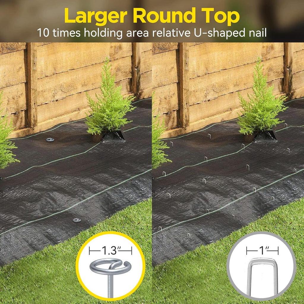 Landscape Fabric Stakes, 8 Gauge Circle Top Landscape Pins | Not Easy to Bend 6 inch Galvanized Landscape Fabric Pins