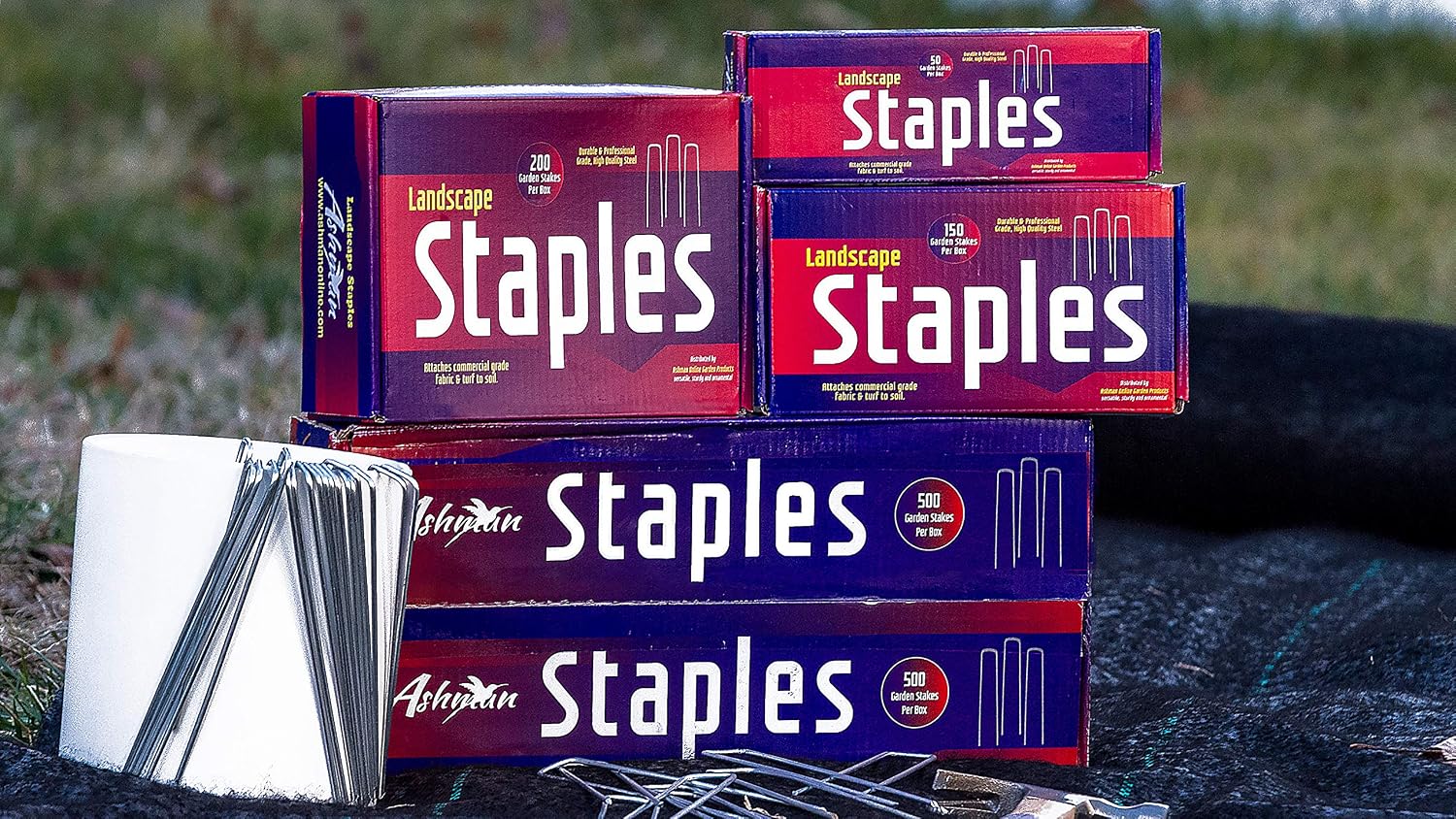 Ashman 200 Pack Galvanized Garden Stakes Landscape Staples and Fence Stake Sod Staples - Heavy Duty & Anti Rust Zinc