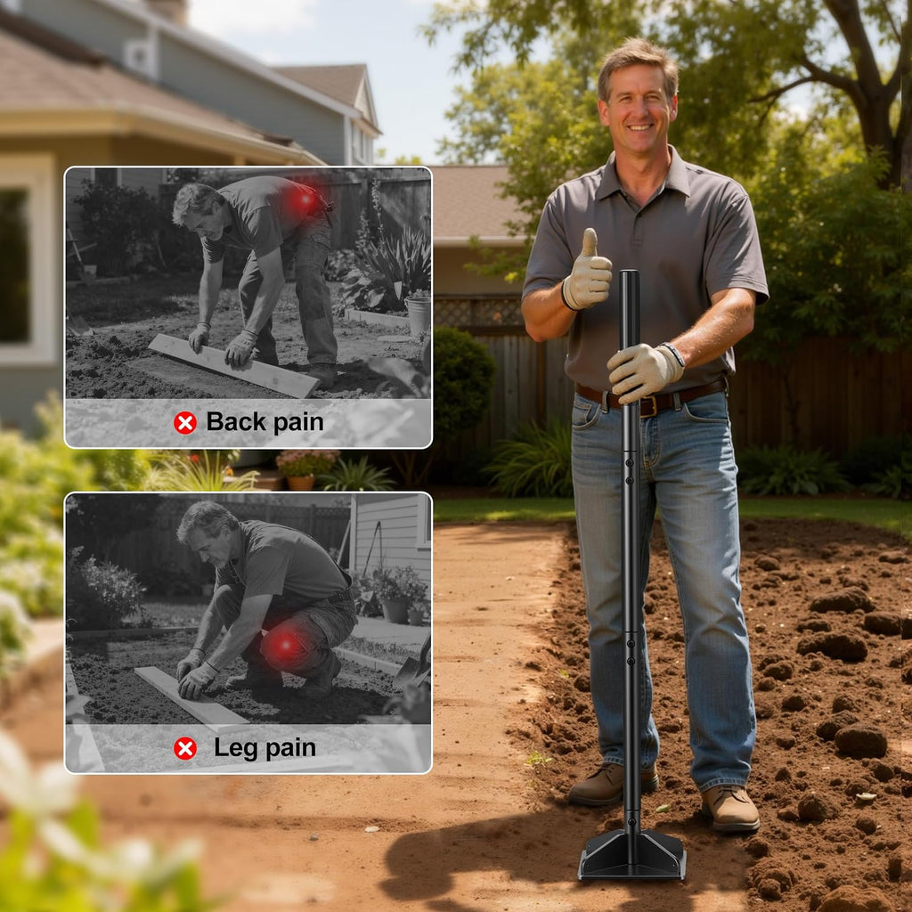 48" Handle Steel Tamper,8×8" Tamper Tool Landscaping | Heavy Duty Handle Tamper with Comfortable Rubber Grip, Garden