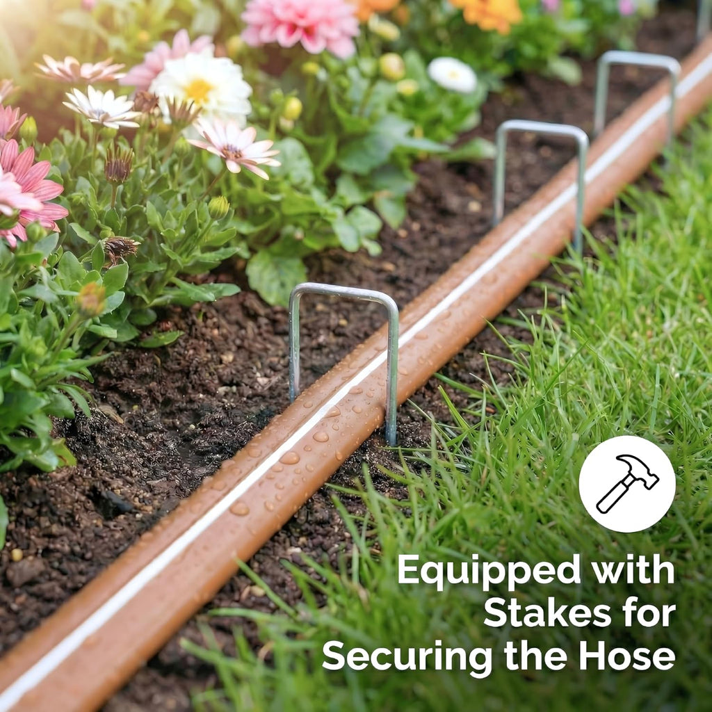 Sprinkler Hose with Holes 50 FT, Flat Sprinkler Soaker Hoses for Garden | 2-in-1 Sprinkler and Soaker Hose, Drip