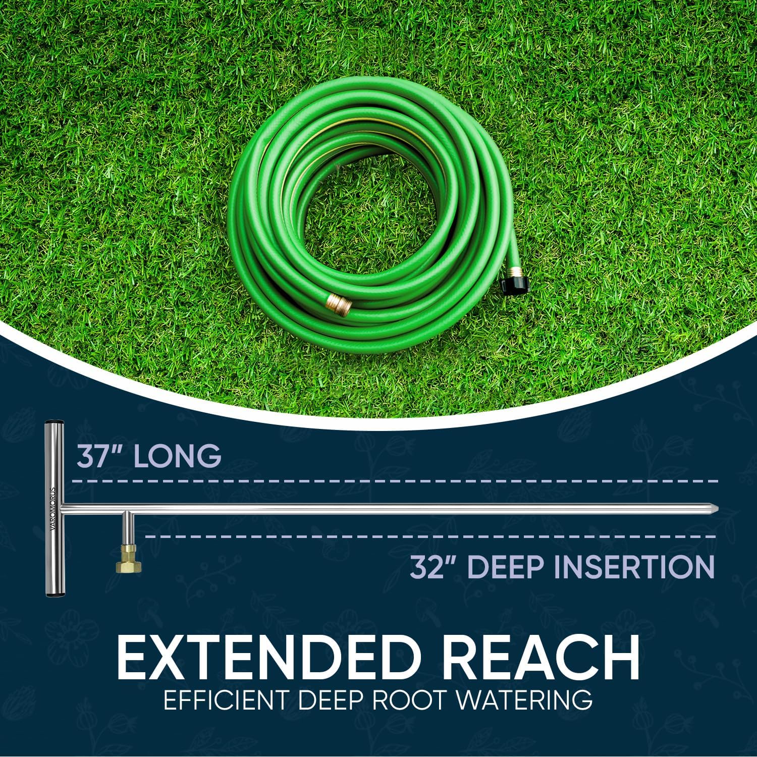 Varomorus Stainless Steel Deep Root Feeder for Tree Watering Spike Tool Irrigation for Outdoor Plants System Wand