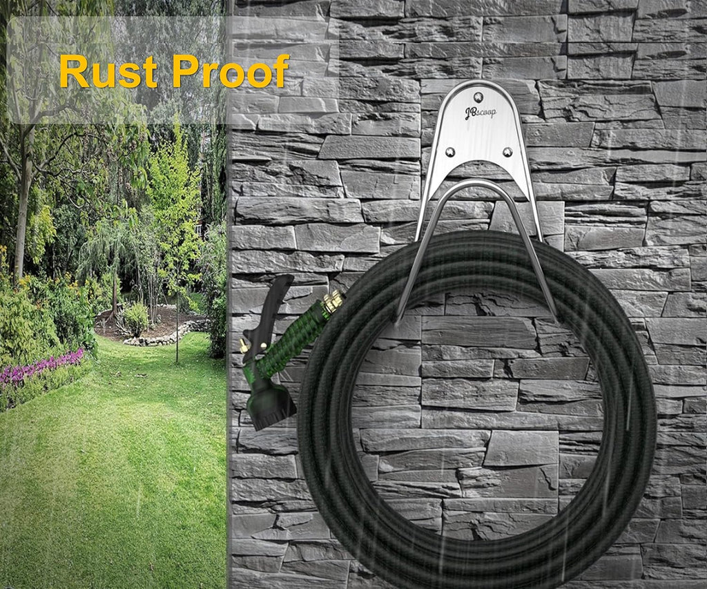 JBscoop Garden Hose Holder Stainless Steel Small Wall Mount Garden Hose Hook, Ideal for Water, Air, Hydraulic Hose