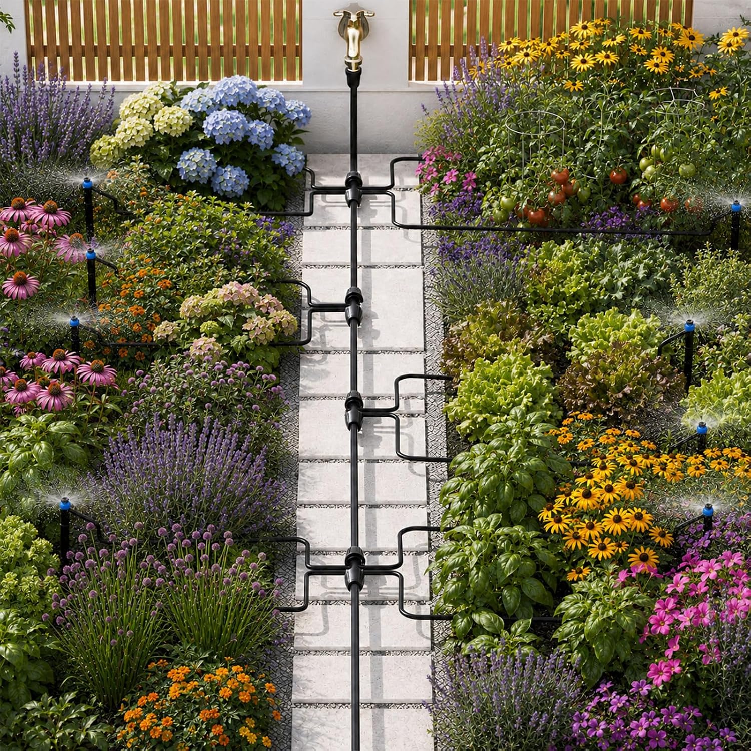 50 FT 1/2 Inch Drip Irrigation Tubing Kit:Premium Garden and Landscape Watering System-Drip Irrigation Hose with 2