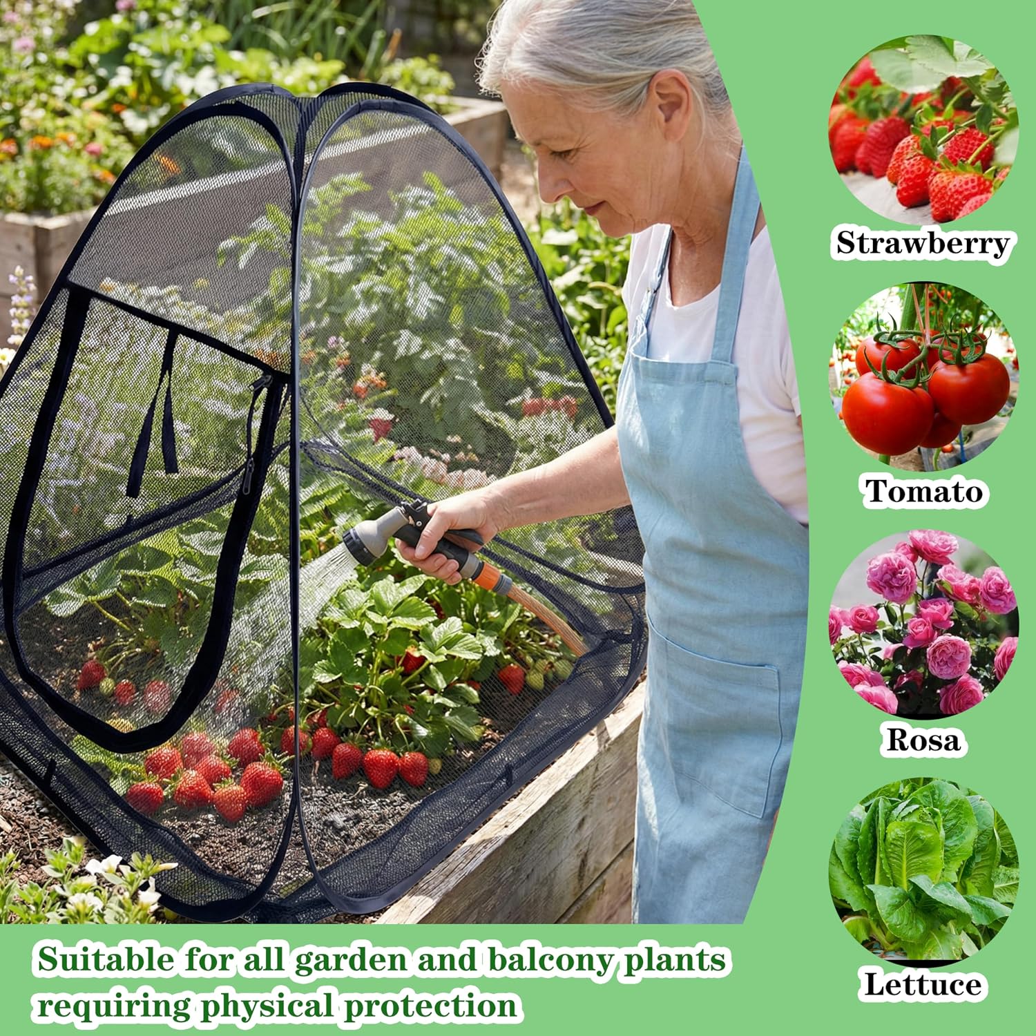2PCS Pop-Up Garden Netting Protector with 2 Storage Bags & 16 U-Shaped Nails, 28"x28"x32" Plant Shade Tent， Mesh Plant