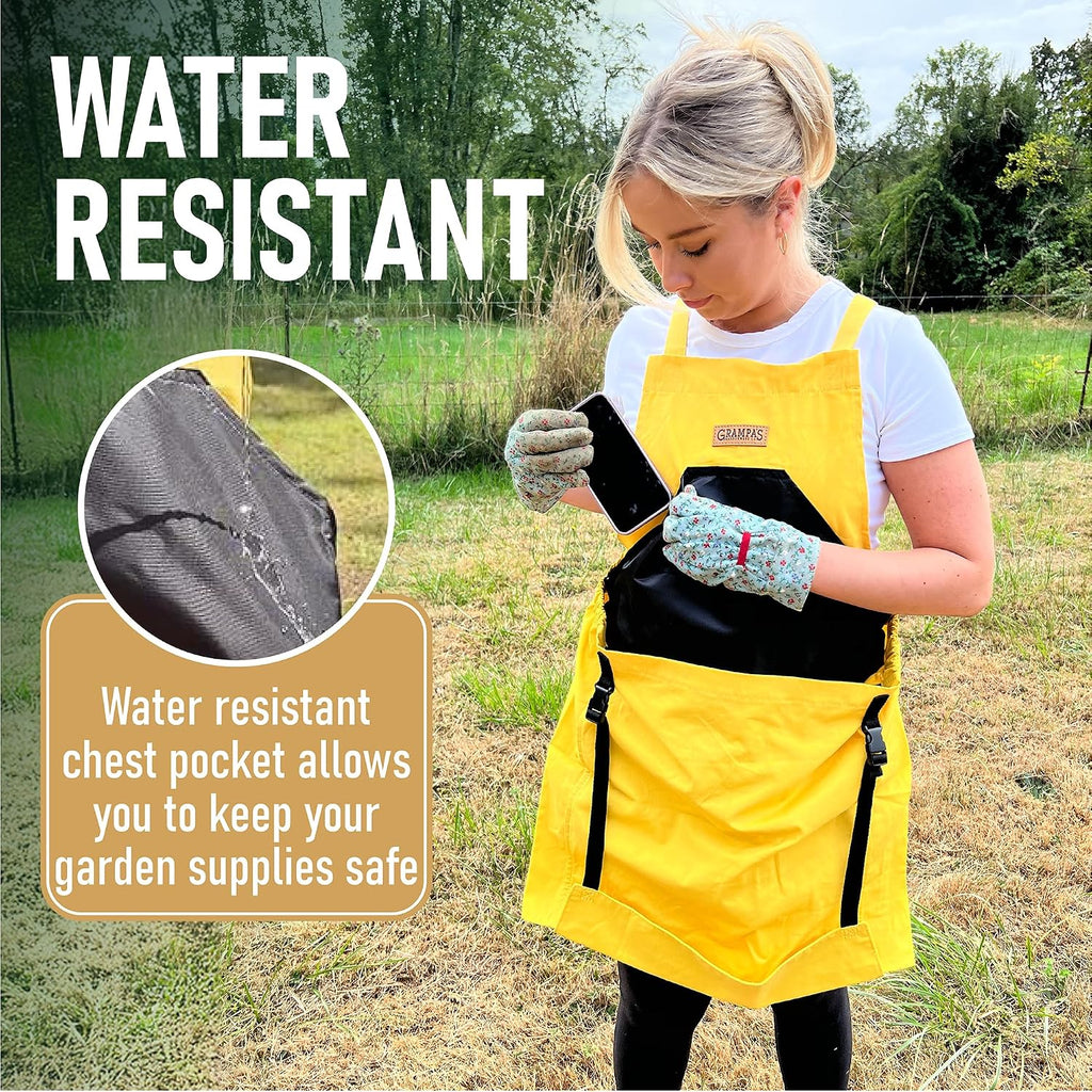 Grampa's Gardening Apron Cross Back Garden Apron with Large Pockets | Adjustable Straps • Harvest Apron • Hands-Free