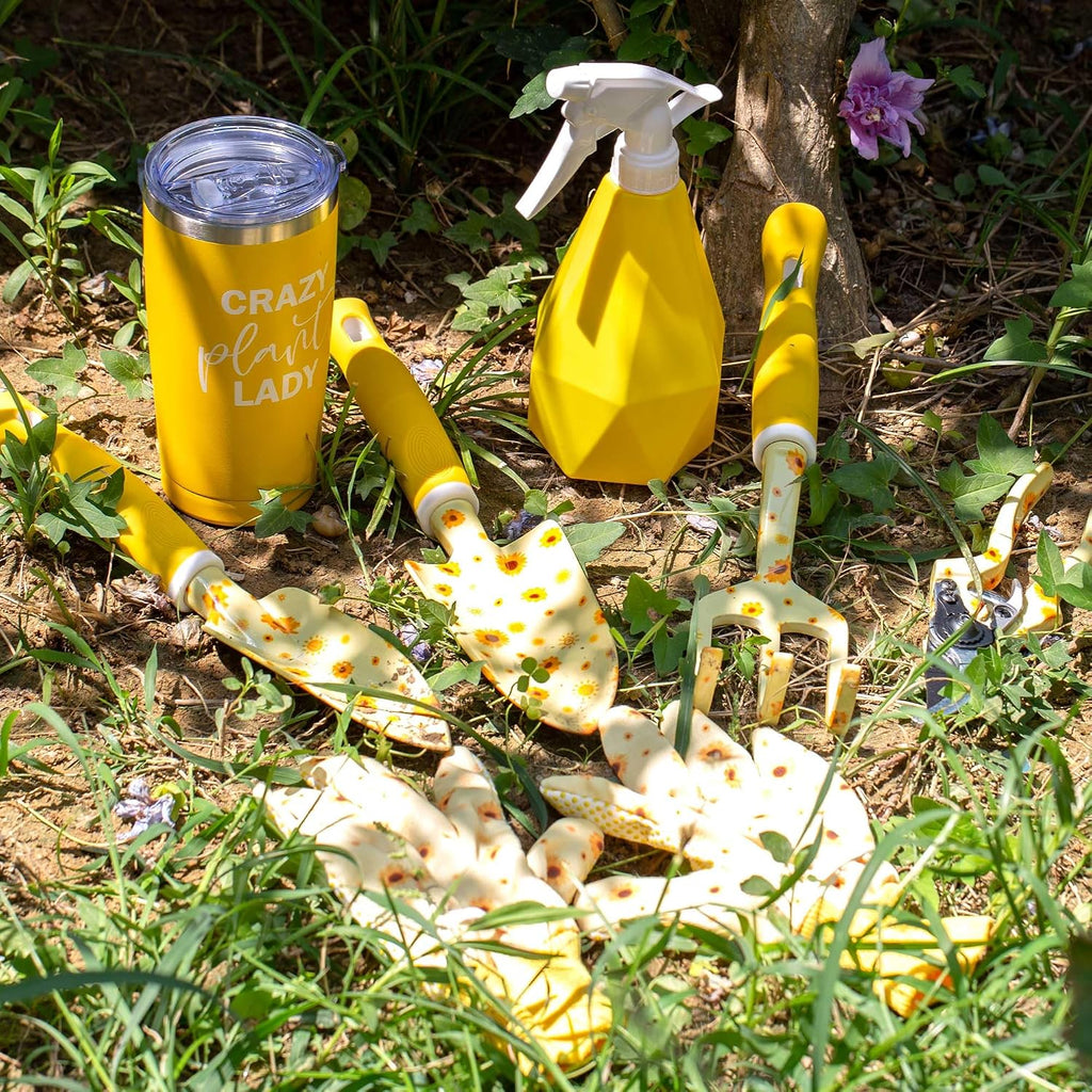 Sunflower Gardening Gifts for Women, Garden Tool Set, Heavy Duty Gardening Hand Tools with Garden Tool Bag,Yellow