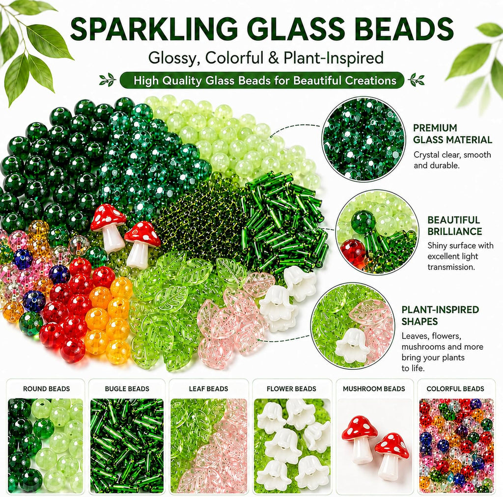 LWPFSD Beaded Plant Kit with 2 Mini Pots and Fridge Magnets | DIY Bead Plant Making Kit with Plant Beads, Craft Wire
