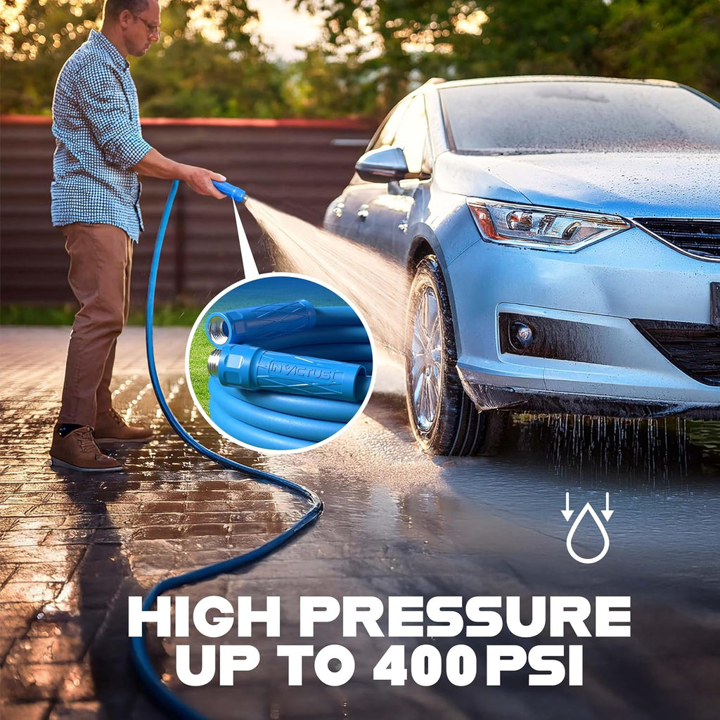 INVICTUS Garden Hose 50Ft x 5/8 in. Sprayer Nozzle Included, 2-Layer Heavy Duty Water Hose 50 Ft, Flexible