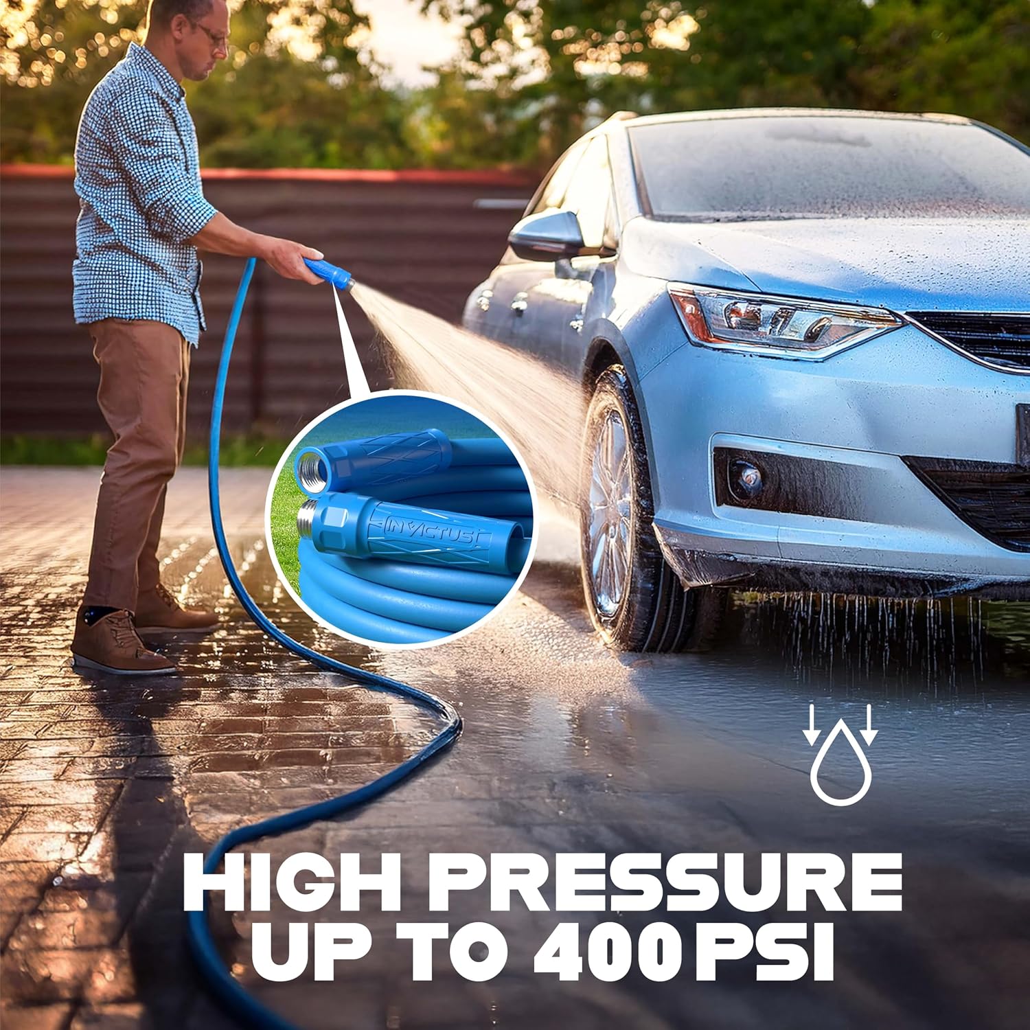 INVICTUS Garden Hose 50Ft x 5/8 in. Sprayer Nozzle Included, 2-Layer Heavy Duty Water Hose 50 Ft, Flexible