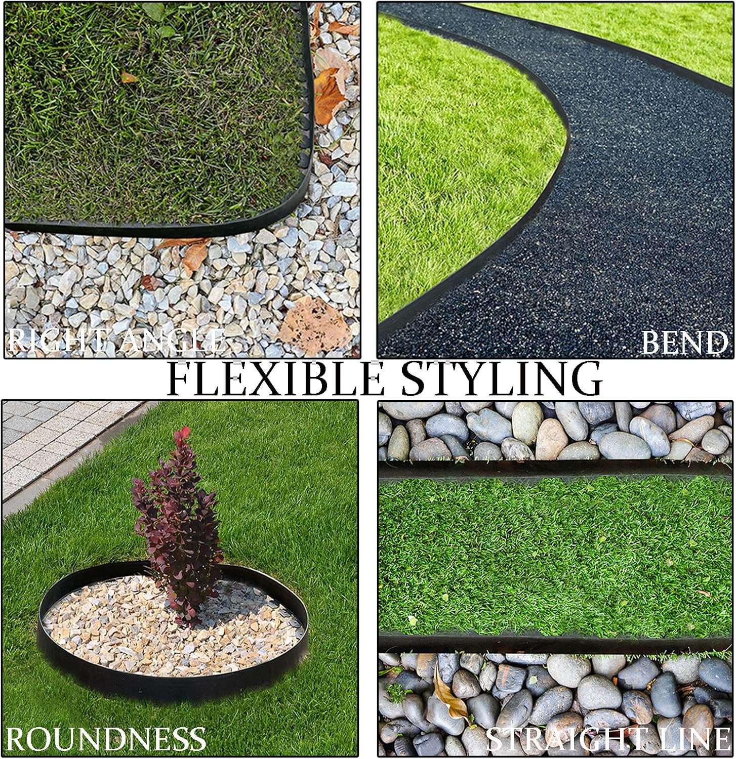 Landscape Edging 33FT, 4IN Tall Garden Edging Borders with 50pcs Stakes | Plastic Lawn Edging Kit, Tool-Free Flexible