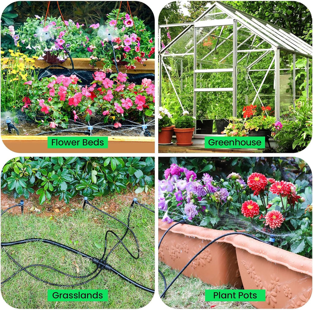 MIXC 247 FT Drip Irrigation System,Quick Connector Garden Watering System Automatic Sprinkler System Kit for Lawn