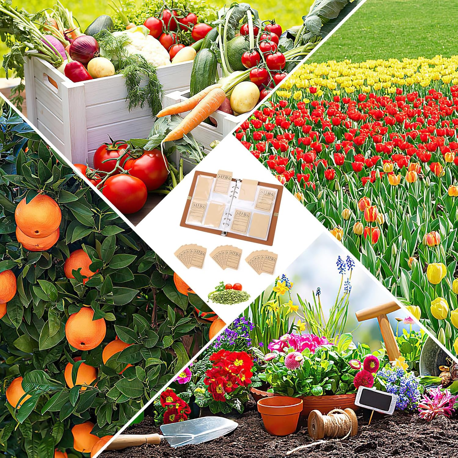 Garden Seed Storage Organizer Binder - 150 Resealable Seed Envelopes Brown Shell with 40 Sheet Protectors for Efficient