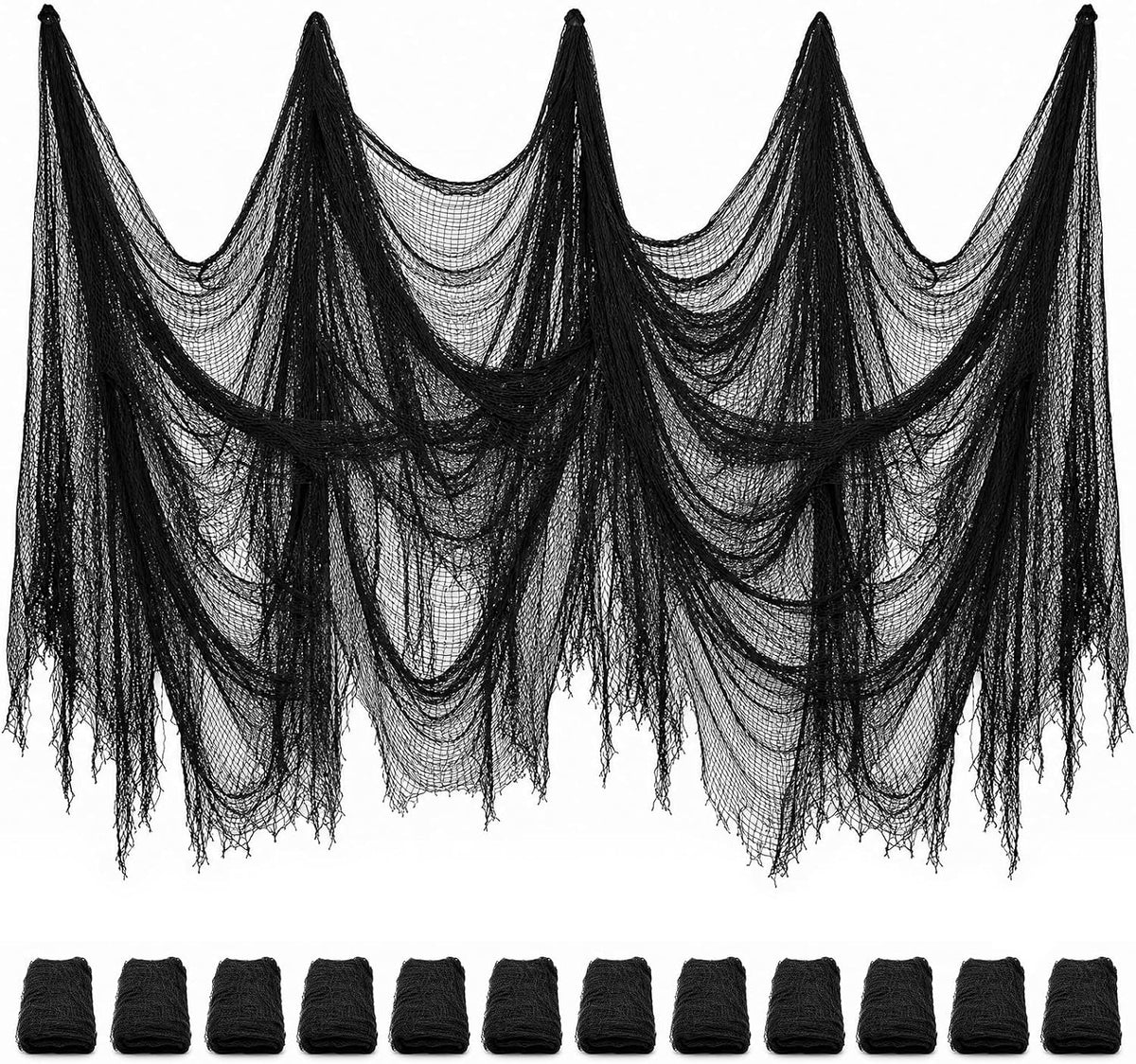 Legigo 12 Pack Halloween Creepy Cloths, Black Fabric Yard Decorations